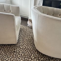 Two Room and Board Tufted swivel barrel chairs - FREE