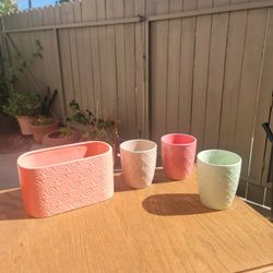 Small Glass Plant Pots, With Texture