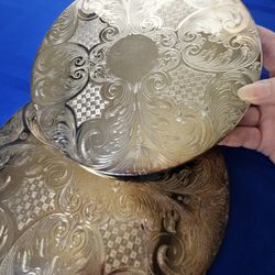 Vintage Engraved "Placemats" Or "Trivet" Silver Plate. England