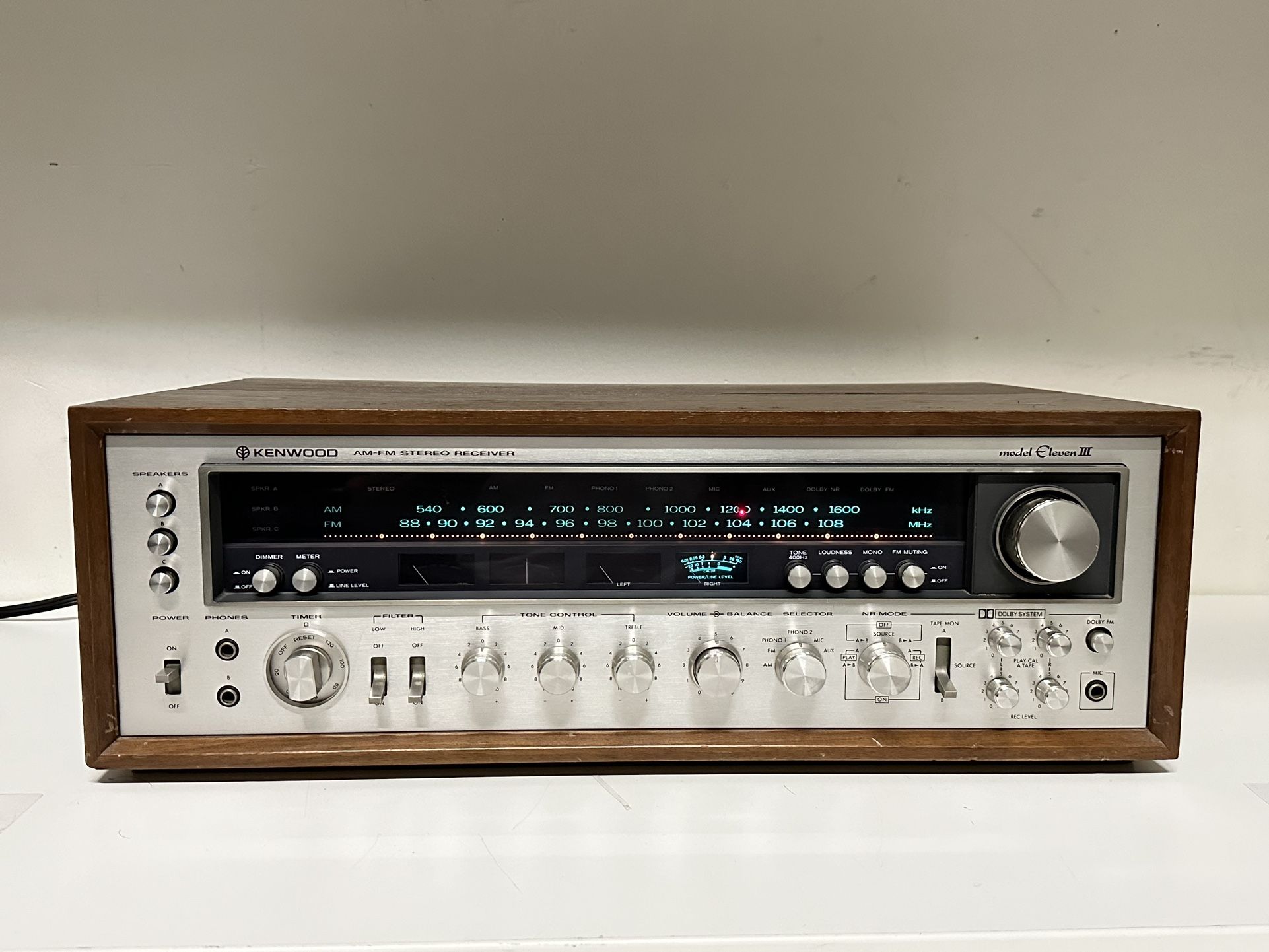 Vintage 1970's Kenwood Eleven III ~ AM/FM Stereo Receiver ~ Power On / No Sound