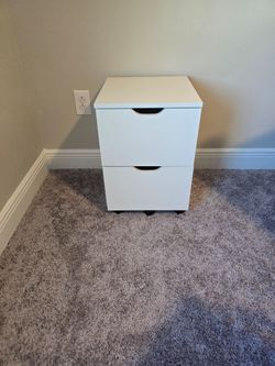White Under-Desk Filing Cabinet / 2-Drawer Rolling Storage Organizer