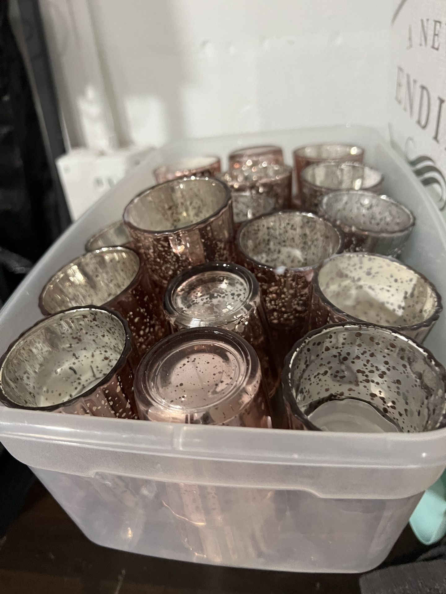 Mercury Glass Votive - Rose Gold