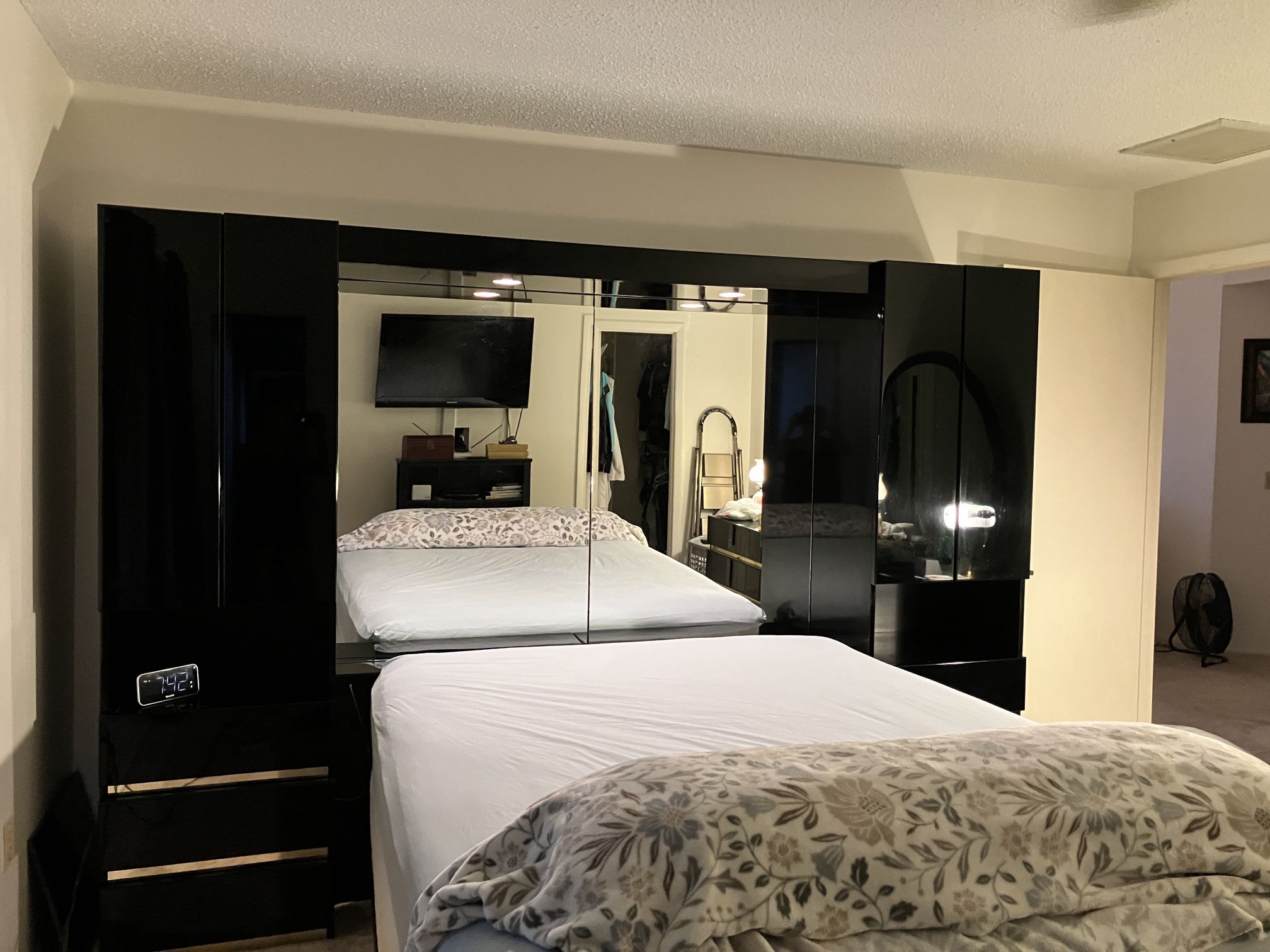 Price Cut! Black Lacquer Bedroom Set- Fits Queen Bed