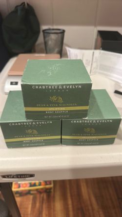 Crabtree & Evelyn Pear & Pink Magnolia Body Souffle 8.64 Oz set of 3 Opened