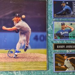 Beautiful framed Randy Johnson autographed 8×10 photo display – perfect Mariners/man-cave piece!