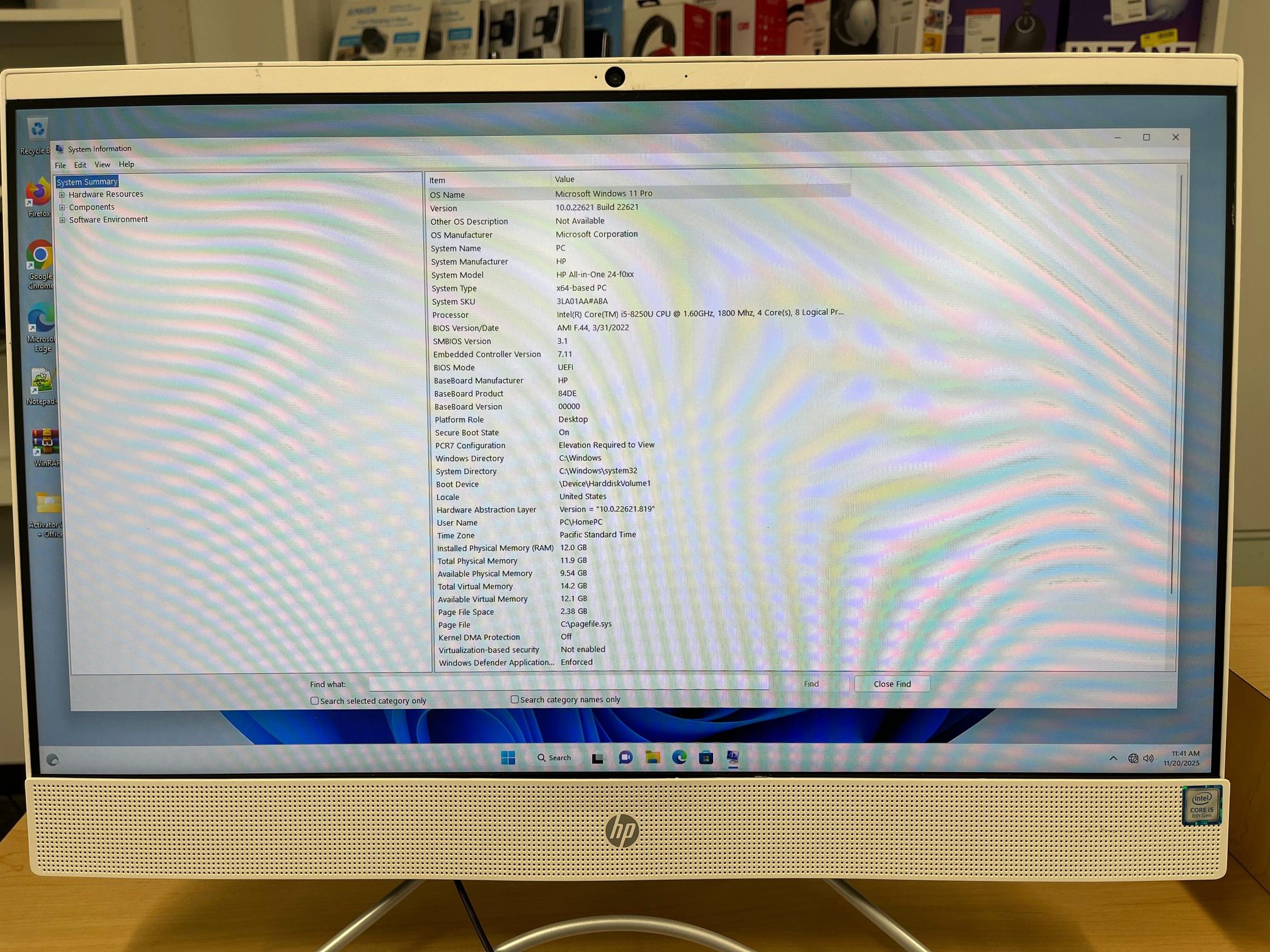 HP All-in-one 24-f0xx Core i5-8Gen  SSD 256gb ram 12gb Microsoft Windows 11pro Touch screen  $300 Quantity 2pcs