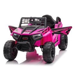 12-Volt Kids Ride On UTV Electric Car Battery Powered Vehicle with Music and LED Lights, Pink