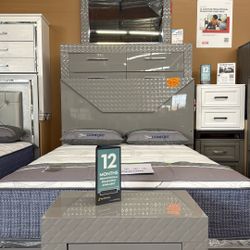 Gray LED Queen Bedroom Set FLOOR MODEL