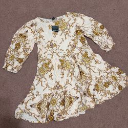 New smart yellow floral short ruffle long sleeve dress boho casual forever 21