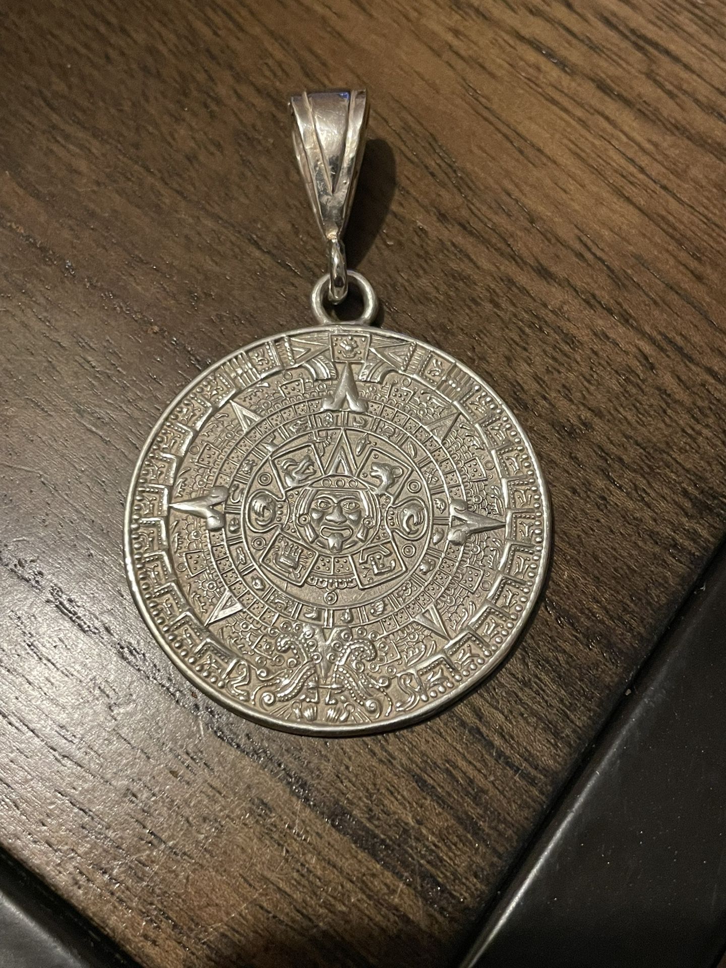 Silver Pendant Aztec Calendar