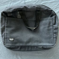 Black Canvas Leather Laptop Bag / Briefcase