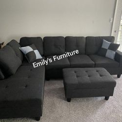Beautiful 3-Pc Sectional Sofa Ottoman With Storage 