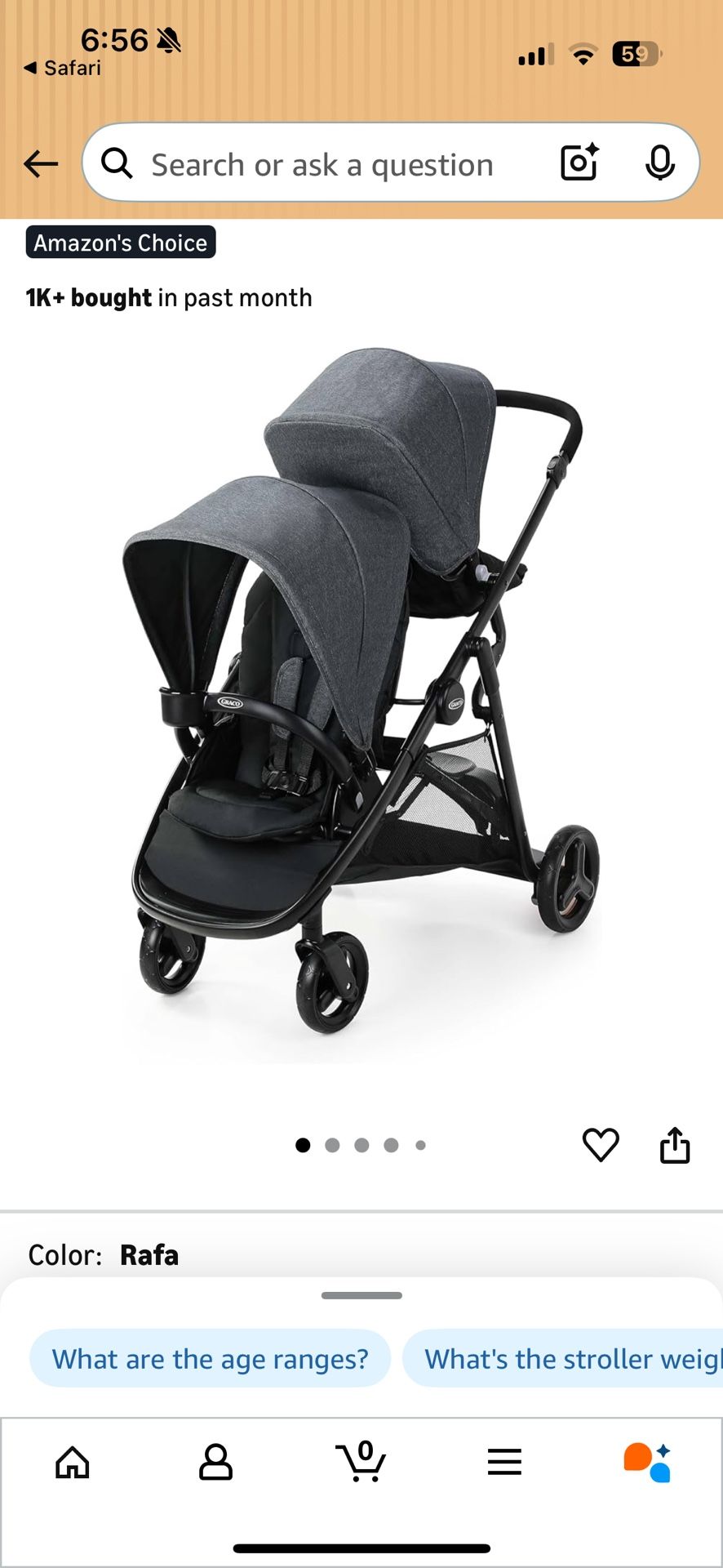 Graco Double Stroller - READY2GROW LX 2.0 DOUBLE STROLLER