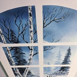 "Thru A Window" Bob Ross inspired Painting Oil On Canvas Original 18x24