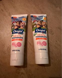 2 Orajel Kids Paw Patrol Anti-Cavity Fluoride Toothpaste, Natural Fruity Bubble Flavor, 4.2oz Tube
