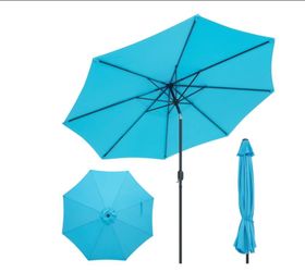 Costway Outdoor Heavy Duty Market Umbrella with Tilt Mechanism Crank Handle 8 Sturdy Ribs