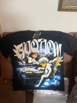 Mixed Emotion Angel Graphic Black T-Shirt