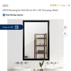 Rectangular Wall Mirror 24" x 36" Entryway, Black