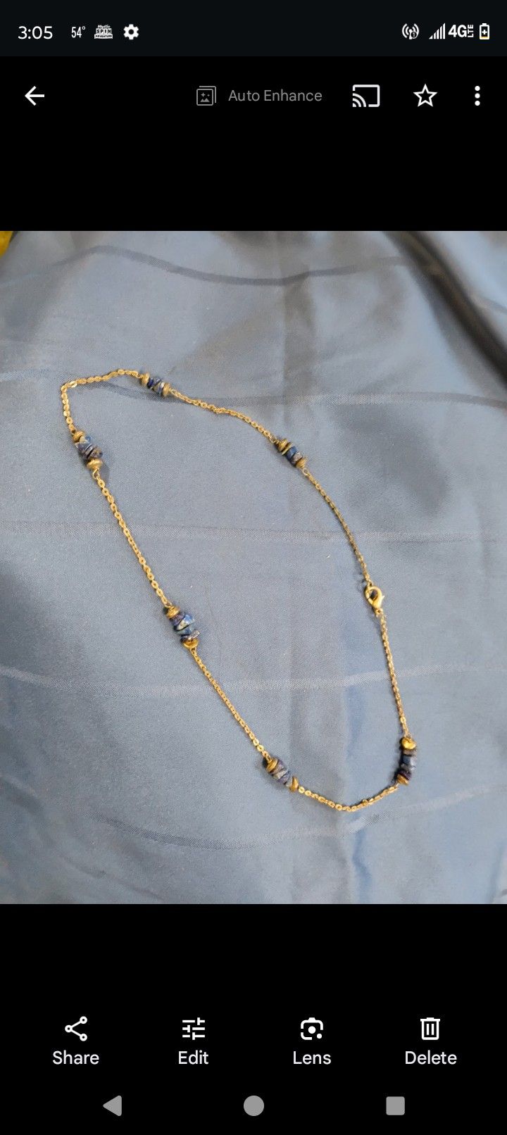 Beautiful Navy Blue And Gold Colored Necklace