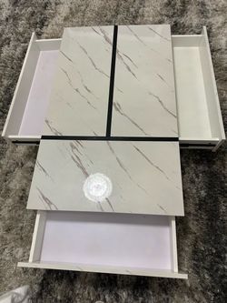 White Marble/Black Coffee Table