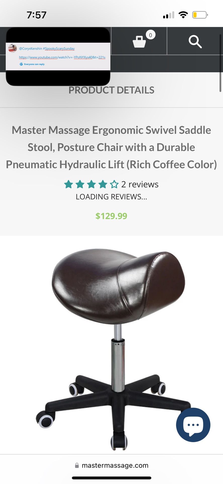Master Massage Ergonomic Swivel Saddle Stool, Posture Chair with a Durable Pneumatic Hydraulic Lift (Rich Coffee Color