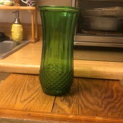 Vintage 9 3/4” Tall Green Glass Vase Available Read Description 