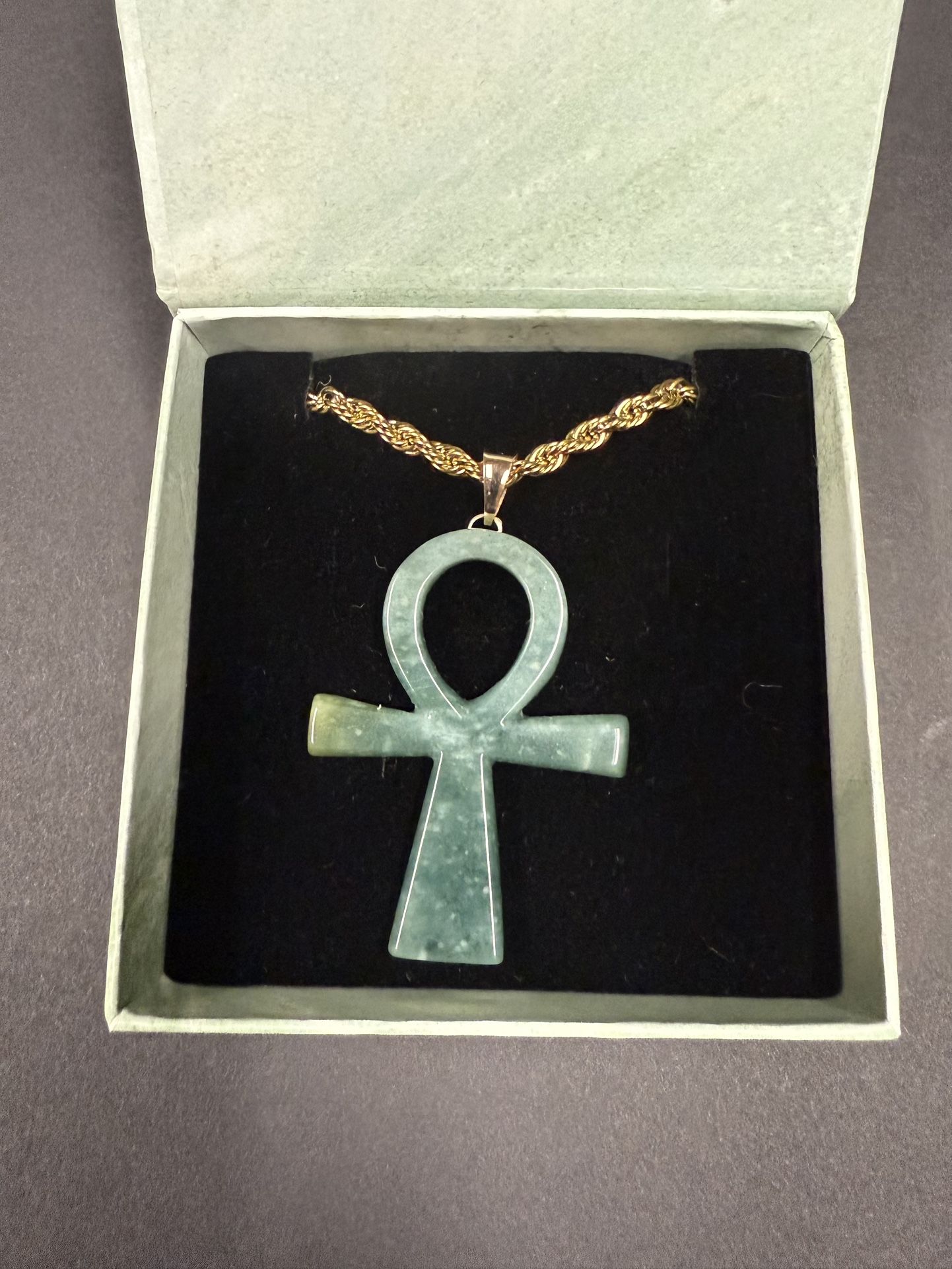 Jade Ankh Pendant & Chain