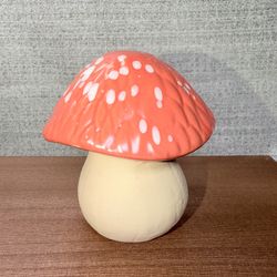 Orange Mushroom Figurines Ceramic Toadstool Cottagecore Fairy Garden Decor