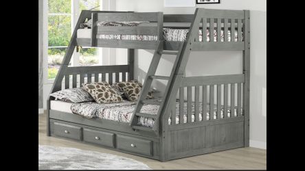 Gray Twin/Full Bunk bed