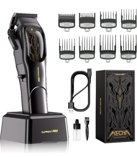 Professional Hair Clippers for Men- High Torque Brushless Motor with Diamond-Like Carbon Coating Ceramic Blade, Mens Cordless Hair Clippers Set for Ba