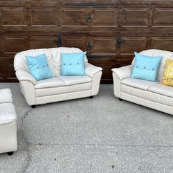 Italian Leather Sofa, Loveseat & Chair Set