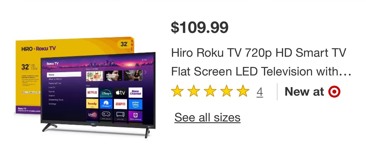 Roku TV 720p HD Smart TV Flat Screen LED Television with Roku TV