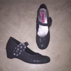 Rachel Shoes Gray Flower Heel Dress Shoe Girl Size 4 M