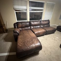 Brown Leather Couch Set (Pick Up Only)