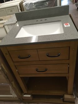 24 IN BATHROOM VANITY CABINET CABINET WITH QUARTZ SINK TOP COMBO