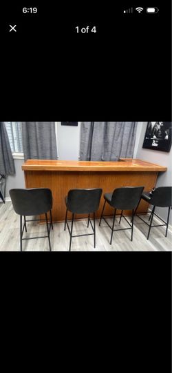 Black leather bar stools