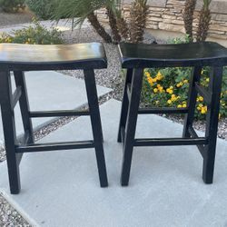 2 Black Wooden Stools