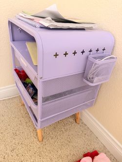 2 Purple Metal Mesh Storage Organizer with Drawers
