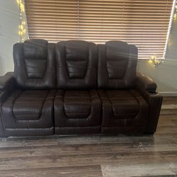 Ashley Leather Reclining Couch And Reclining Love Seat 
