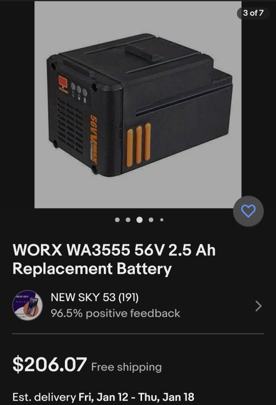WORX 56VMAX lithium Battery 
