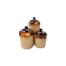 Casa Estebana 3 Piece Stoneware Storage Canister Container Jar Set