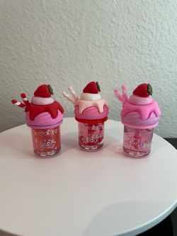 Pink Strawberry Lip Gloss Set ice cream cup cake lip gloss