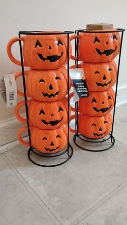 Halloween pumpkin mugs