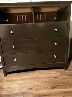 black multi-storage media dresser