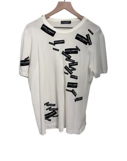 DOLCE & GABBANA All Over Label Logo T-shirt White XXL 54 Authentic