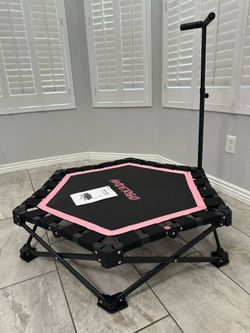 NEW HXD-ERGO 42'' Foldable Mini Trampoline, Rebounder Trampoline with Adjustable Handle, Indoor, Outdoor