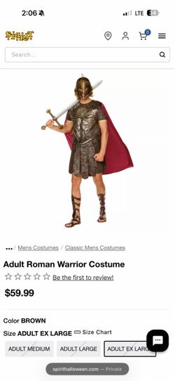 Adult Spirit Halloween Roman Warrior Costume XL