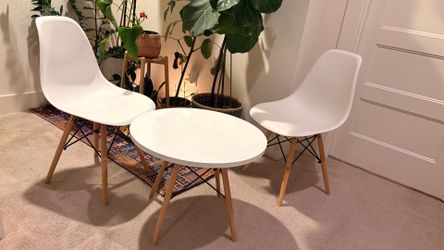 Modern Minimalist Scandinavian Accent Table and Chair set