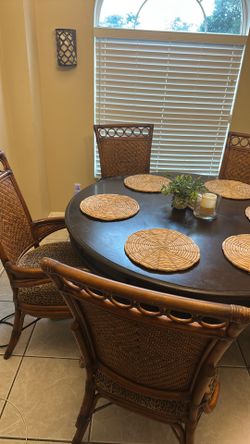 54” Round Espresso Colored (almost black) Table & Chairs
