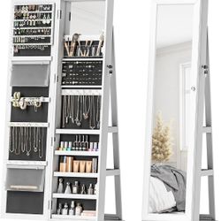 White jewelry mirror cabinet